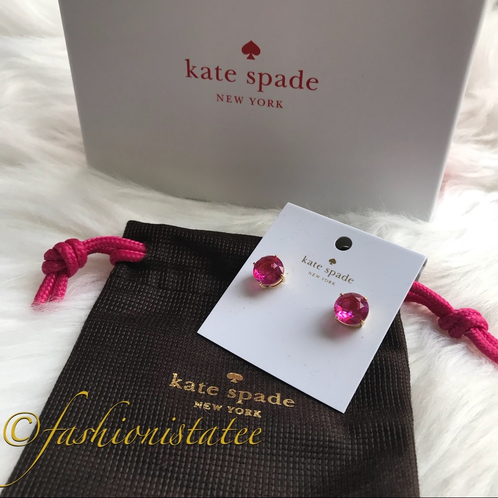 NWT kate spade fuschia earrings pink dust bag incl - Picture 4 of 6